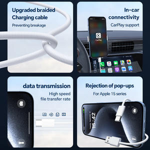 Câble tressé pour <span class=keywords><strong>iPhone</strong></span> 15, câble de charge USB vers Type-C <span class=keywords><strong>CarPlay</strong></span>, utilisation en voiture - Product Image 4