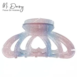 Acrylic Mi Dairy china factory directly supply hollowout heart shaped hair claw clip 222927