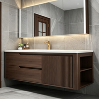 Ensembles de meubles-lavabos de salle de bain en bois de luxe avec vasque intégrée et meuble sous-vasque pour projets hôteliers, usine OEM ODM