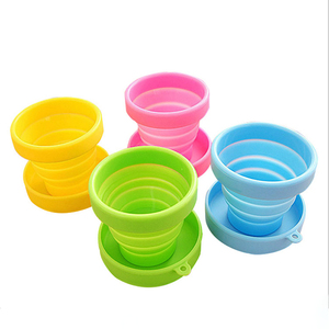 Hot Sale Round Folding Travel Coffee <strong>Cup</strong> Non Spill Toddler Portable <strong>Collapsible</strong> Silicone Baby Tea <strong>Cup</strong> With Lids - Product Image 2
