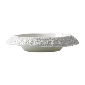 Assiette à dîner en céramique blanche haut de gamme, motif roche, design <span class=keywords><strong>moderne</strong></span> pour hôtels, restaurants, fêtes, plat à soupe profond, vaisselle de table - Product Image 5