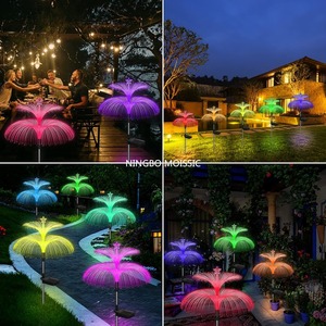 Solar medusas estrella flor luces 3 paquete 7 colores cambiantes decoración de jardín al aire libre para césped Navidad - Product Image 5