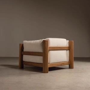 Sillón Individual Estilo Wabi Sabi con Estructura de Madera Maciza para Sala de Estar, Cafetería, Recepción de Hotel - Product Image 3