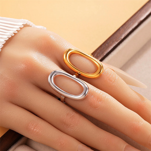 <span class=keywords><strong>Bague</strong></span> ouverte ajustable en acier inoxydable doré et <span class=keywords><strong>argent</strong></span>é de haute qualité, motif cœur irrégulier géométrique, pour femme, idéale comme cadeau de fête - Product Image 2