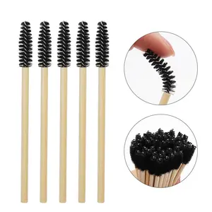 Wooden Bamboo Brushes Nylon Fiber Disposable Mascara Wands Wood Handle Eyelash Brush For Eye Lash Extension Eyebrow