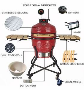 KIMSTONE Fabricant Four à rôtir en céramique Kamado rouge de 18 pouces pour poulet, rôtissoire, Caja China Asador - Product Image 6