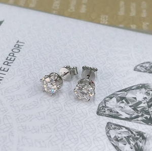 925 银 0.3 克拉-2 克拉经典六爪莫桑石耳环男女嘻哈摇滚生日周年纪念礼物情侣礼物 - Product Image 6