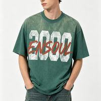 Übergroßes T-Shirt Hersteller Maßgeschneiderte Streetwear Mode Vintage Gekämmte Baumwolle Logo-Crackle-Druck Boxy Herren-T-Shirt mit Metallnieten