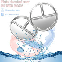 Assiette pour bébé en acier inoxydable de 9 "Assiettes pour tout-petits divisées par aspiration antidérapante non toxique avec manchons en silicone amovibles pour enfants