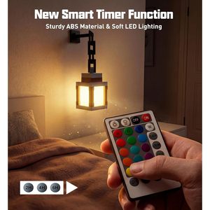 Pixelated Lantern Night <b>Light</b> 16 Color RGB <b>LED</b> Rechargeable With Remote Control Square Decor Lamp <b>USB</b> Powered - Product Image 2