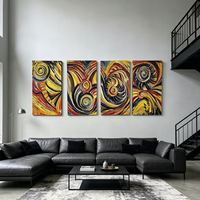 Art décoratif abstrait 3D rectangulaire, art mural fait main en MDF, cadre noir suspendu, adapté à la décoration d'hôtel et de maison