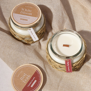 Bougie <span class=keywords><strong>Woodwick</strong></span> en vente chaude avec couvercle en bois romantique de luxe fait à la main, personnalisée, sans fumée, décoration de la maison - Product Image 6