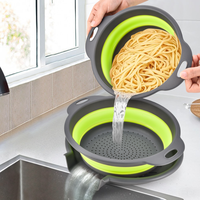 Lot de 3 passoires pliables en plastique PP à double poignée, base de drainage extensible, gain de place, compatibles lave-vaisselle et four, pour cuisine domestique