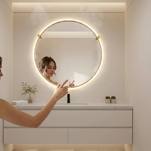<span class=keywords><strong>Espejo</strong></span> de Baño LED con Pantalla Táctil, Antivaho, Inteligente, con Indicador de Hora, Resistente al Agua IP44, con Logotipo Personalizado, para Proyectos Hoteleros - Product Image 1
