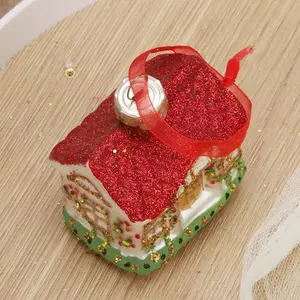 Maison de noël arbre suspendus ornements décorations en verre pour la maison nouvel an fête 2025 nativité verre jouets de noël - Product Image 2