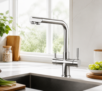 Robinet de cuisine à double poignée avec filtre purificateur d'eau, eau froide et chaude, 5 en 1