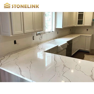 Dalles de <span class=keywords><strong>quartz</strong></span> artificiel Calacatta blanc, couleur blanche avec des veines, pierre pour plans de travail - Product Image 1