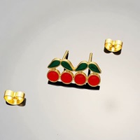 Nieuwe schattige oorbellen van roestvrij staal, zoete dubbele kleur fruit ooraccessoires