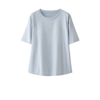 T-shirt d'été pour femmes, mélange de bambou et de viscose, haut à manches courtes, couleur unie, coupe ample, ensemble de vêtements de nuit, pyjama à séchage rapide