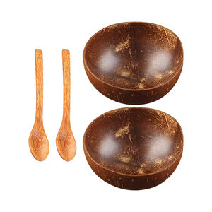 Tazones y Platos de Madera, Tazón de Cáscara de Coco Pequeño con Logotipo Personalizado, Juego de Cubiertos con Cuchara, Precio de Cocina, Natural y Ecológico - Product Image 1