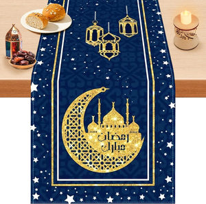 Runner da Tavola con Motivi Floreali e Stelle <span class=keywords><strong>Rosa</strong></span>, per Ramadan ed Eid, Decorazione Estiva per <span class=keywords><strong>Cucina</strong></span> e Sala da Pranzo, per Casa e Feste - Product Image 6