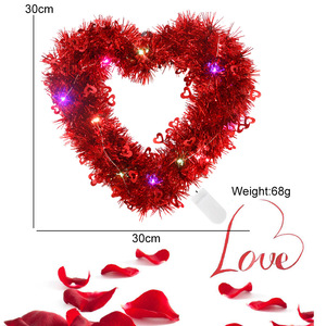 <span class=keywords><strong>Guirlande</strong></span> en forme de cœur <span class=keywords><strong>rouge</strong></span> en paillettes métalliques pour la Saint-Valentin, décoration lumineuse LED, pendentifs pour fête de mariage - Product Image 5