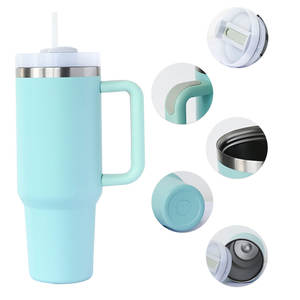 Custom Tumbler <b>Cup</b> Travel Mugs Adventure Reusable Insulated Stainless Steel 40 Oz 40oz Tumbler <b>With</b> Handle And <b>Straw</b> - Product Image 5