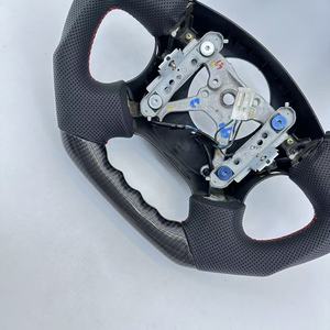 Volante de Fibra de Carbono Real para Subaru <span class=keywords><strong>Impreza</strong></span> <span class=keywords><strong>WRX</strong></span> <span class=keywords><strong>1999</strong></span> 2000 2001 2002 2003 2004, Piezas Interiores Personalizadas para Automóvil con Franja Roja - Product Image 3