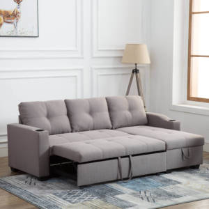 Frank Furniture Modern Multifunctional <b>Bed</b>, Extendable Wooden Living Room <b>Sofa</b> with Fabric for <b>Small</b> Spaces - Product Image 2
