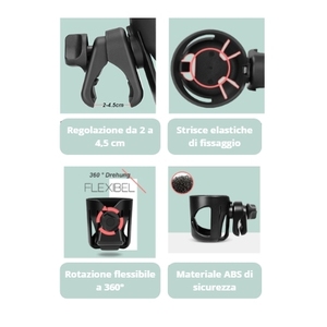 Porte-gobelet universel pour poussette avec crochet, antidérapant, en ABS, facile à installer pour poussette de bébé - Product Image 6