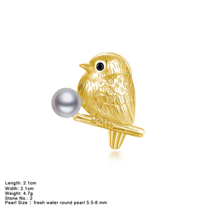 Broches de Plata de Ley 925 con Diseño de Pájaro de Piedra Natural al por Mayor DPZ-1000 - Product Image 5