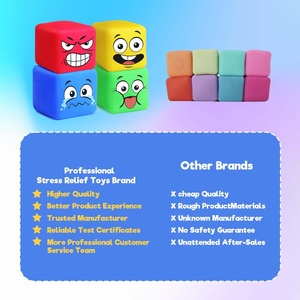 Paquete de 4 Squeeze Stress Cube Fidget Toys Autismo Juguetes sensoriales Productos de terapia Stretchy Fidget Slow Rise Sensory Stress Ball - Product Image 4