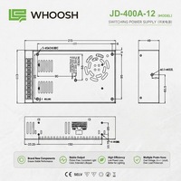Alimentation à découpage haute efficacité IP20 pour intérieur, entrée CA 220V, 400W, 12V 33.3A, pour bande LED, enseignes et caissons lumineux