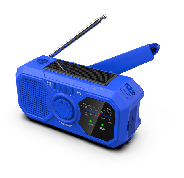Novelty Emergency Hand Crank Radio Solar Am Fm Noaa Weather Band With Li-ion Battery 1200 MAh, Flashlight, SOS , Phone Charger