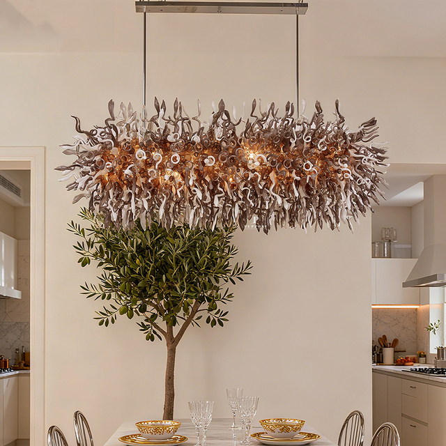 Modern Hand Blown Murano Glass Chandelier for Dining Room Table Top LED Light Fixture Luxury Living Room Decoration