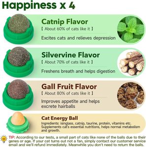 Hovicaed – Lot de 4 jouets à mâcher verts et sains pour chats, boules d'énergie supplémentaires, friandises comestibles à la vigne argentée pour chatons, soins dentaires, herbe à chat - Product Image 2