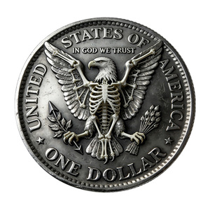 Pièce de collection commémorative en argent Morgan 1897, motif tête de mort gothique sombre, artisanat métallique, souvenir de collection - Product Image 2