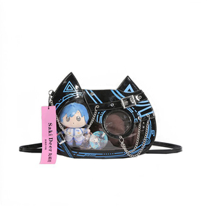 Personnalisable mignon chat transparent en PVC pour Ita sac à la mode fermeture à bouton sac de messager pour dames et filles forme personnalisée - Product Image 6