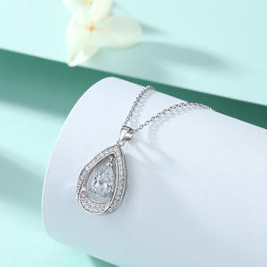 Водяная капля 925 серебряное ожерелье из циркония S925 с синим цирконием, водонепроницаемое Женское Ожерелье - Product Image 5