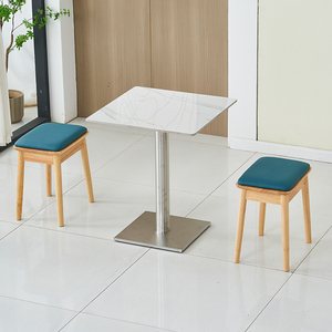 Modern Fast Food <strong>Table</strong> Chair Set Combination Restaurants Snack <strong>Bars</strong> Catering Commercial Stainless Steel Small <strong>Square</strong> <strong>Tables</strong> - Product Image 4