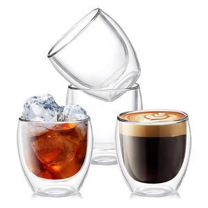 Tazze da Caffè in Vetro a Doppia Parete Senza Foro sul Fondo, Set di 2 Tazze Isolate in Borosilicato per Espresso, Latte e Tè - Product Image 1