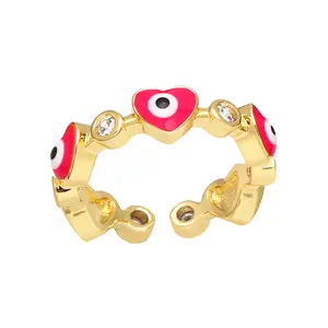 Fashion Jewellery Enamel Gold Plated Personalized Punk Metal Bague Homme Evil Turkey Eye Finger Ring Rings For Women