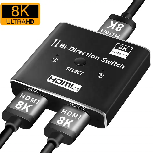 High Quality 8K 60Hz for 2.1 Switch 1x2 / 2x1 for 4K120Hz Bi-Direction 2-in-1-Out Audio Converter with HDCP2.3 Aluminum Alloy