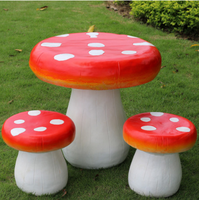 Nouvelle arrivée personnalisé jardin décoration extérieure en fibre de verre dessin animé champignon Table et chaise Statue