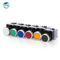 Interruptor de Botón Pulsador de Plástico LVBO 2NO2NC IP53 Impermeable 10A 220V 22mm, Control Industrial, Terminal de Conexión Rápida