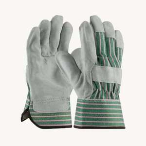 Gants de travail résistants à la chaleur TAGCO SAFETY avec paume antidérapante, manchette renforcée, dos en cuir vert-gris, épaisseur 12 oz - Product Image 6