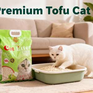 Litière pour chat DongnaiPETS de haute qualité, écologique, jetable dans les toilettes, absorbante, anti-odeurs, à agglomération rapide, 99% sans poussière, bentonite, 8 kg - Product Image 1