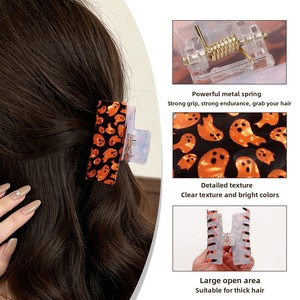 Fermaglio per capelli a forma di teschio di <span class=keywords><strong>ragno</strong></span> fantasma a tema Halloween, clip a squalo con logo personalizzato, fermaglio per acconciature a coda di cavallo <span class=keywords><strong>da</strong></span> donna, accessori per capelli - Product Image 4