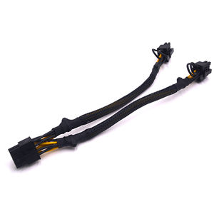Cable divisor en Y de alimentación PCIe GPU de 12 pines (6+6), cables amarillos de 18AWG con funda de malla negra, cable en Y para servidor/tarjeta gráfica - Product Image 2