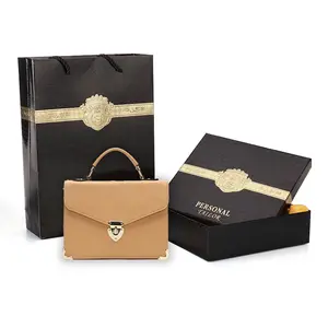 Роскошная бумажная Сумочка с тиснением под кожу аллигатора с логотипом на заказ, Подарочная коробка, необычная Золотая фольга, сумка для кошелька, упаковочная коробка